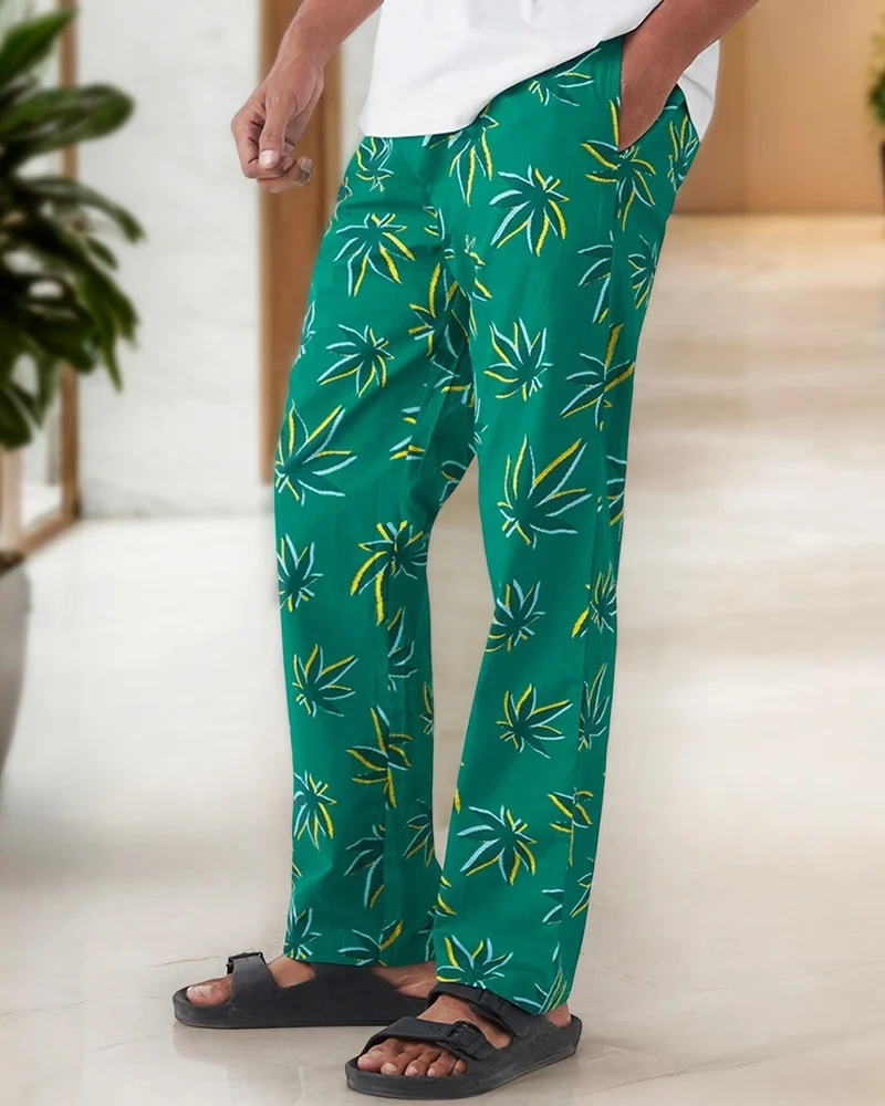 بيواكوف Men's Green All Over Printed Pyjamas